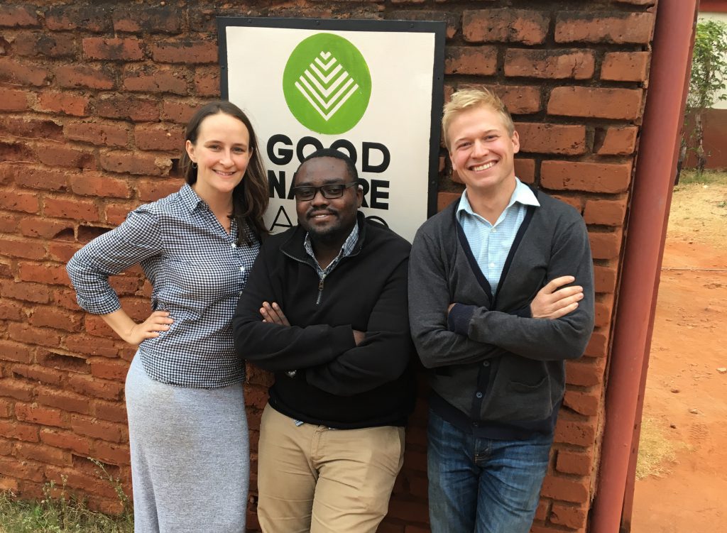 Sunday Silungwe, Carl Jensen, Kellan Hayes, co-founders of Good Nature Agro, an organization whose priority is the generate lasting income with small-scale farmers.